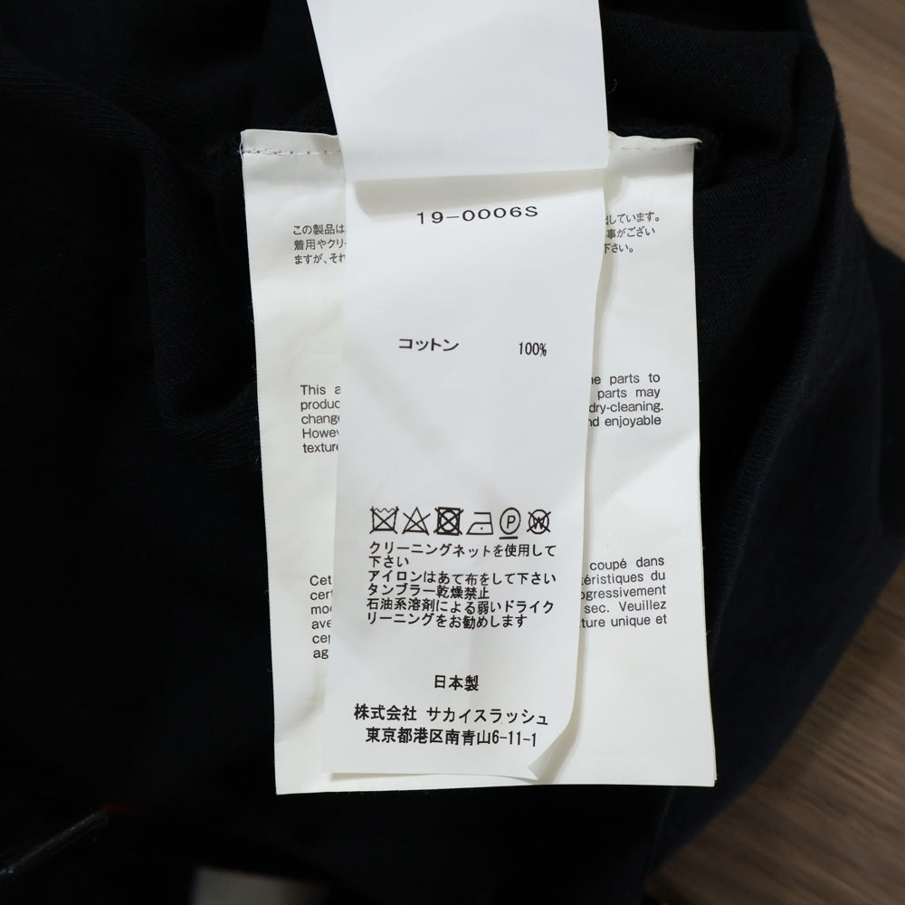 Sacai(サカイ) 19AW BAR ITALIA TEE バーイタリア 半袖Tシャツ ブラック 19-0006S