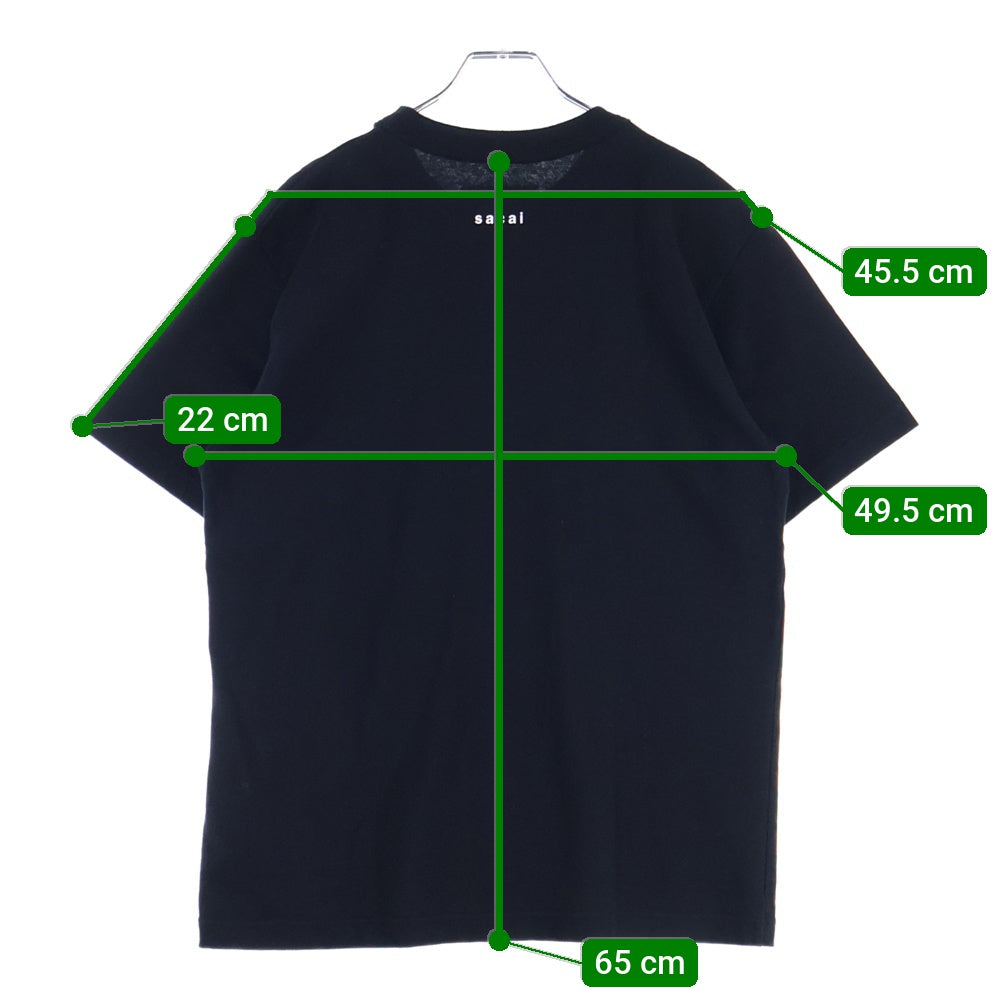 Sacai(サカイ) 19AW BAR ITALIA TEE バーイタリア 半袖Tシャツ ブラック 19-0006S