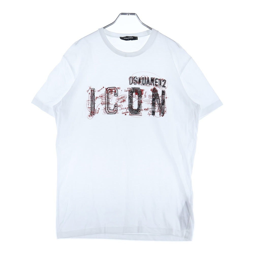 DSQUARED2(ディースクエアード) 24SS Icon Scribble Cool Fit T-shirt 半袖Tシャツ ホワイト S79GC0084 S23009