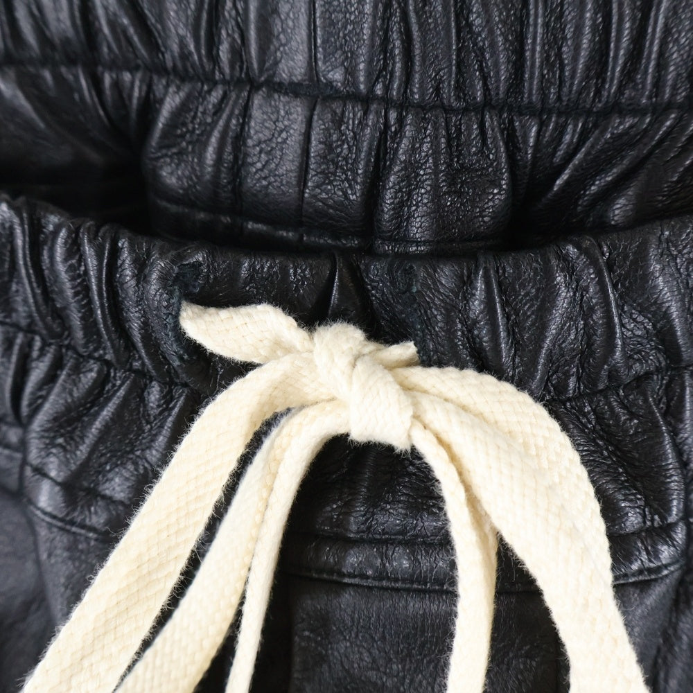 ISAMU KATAYAMA BACKLASH(イサムカタヤマバックラッシュ) Deer Stretch Sarrouel Shorts ディアストレッチサルエルショーツ レザーハーフパンツ ブラック 1810-07