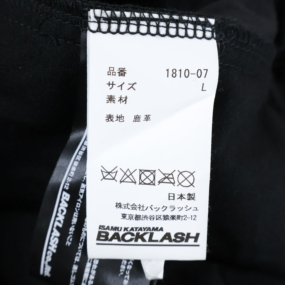 ISAMU KATAYAMA BACKLASH(イサムカタヤマバックラッシュ) Deer Stretch Sarrouel Shorts ディアストレッチサルエルショーツ レザーハーフパンツ ブラック 1810-07