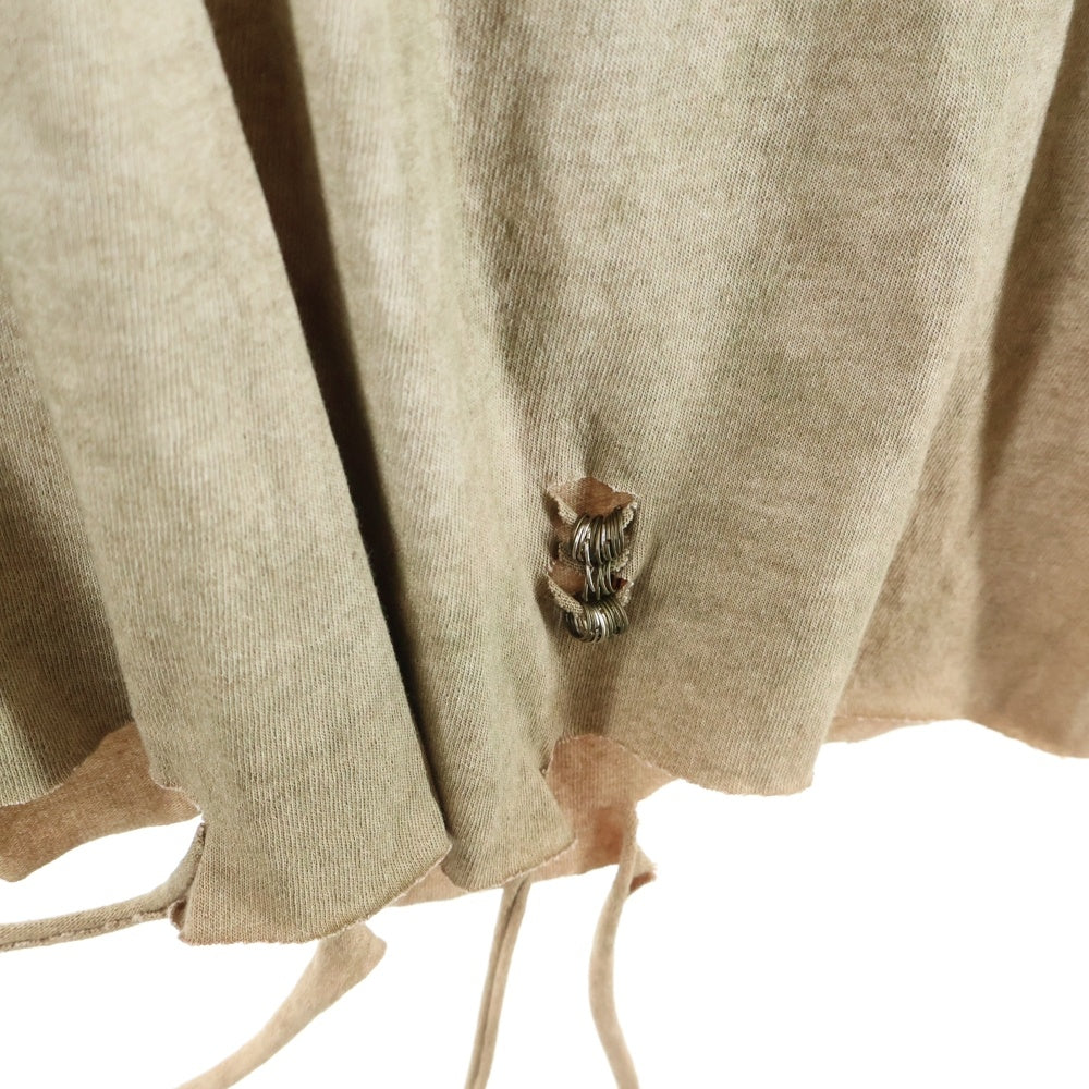 NO BRAND(ノーブランド) RE:VIRAL (リバイラル) crash ring SS リング装飾 ダメージ加工 半袖Tシャツ ベージュ REVIRAL-24SS-03