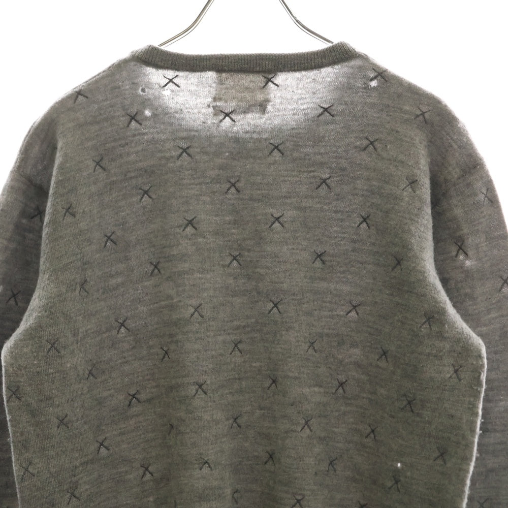 Original Fake(オリジナルフェイク) KAWS Sweater 刺繍クルーネックニットセーター グレー