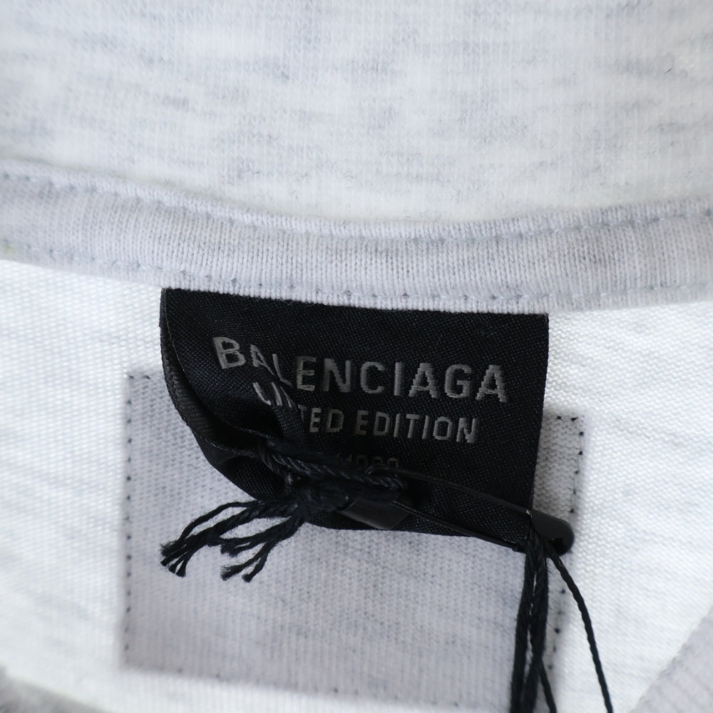 BALENCIAGA(バレンシアガ) 24SS Music Archive Series Connected T-Shirt アーカイブロゴ ダメージ加工 半袖Tシャツ グレー 744457 TQVA6