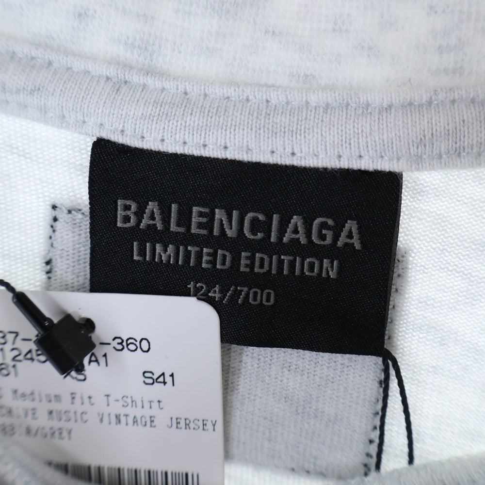 BALENCIAGA(バレンシアガ) 24SS Music Archive Series Connected L/S T-Shirt アーカイブロゴ ダメージ加工 長袖Tシャツ ロンT グレー 781245 TQVA1