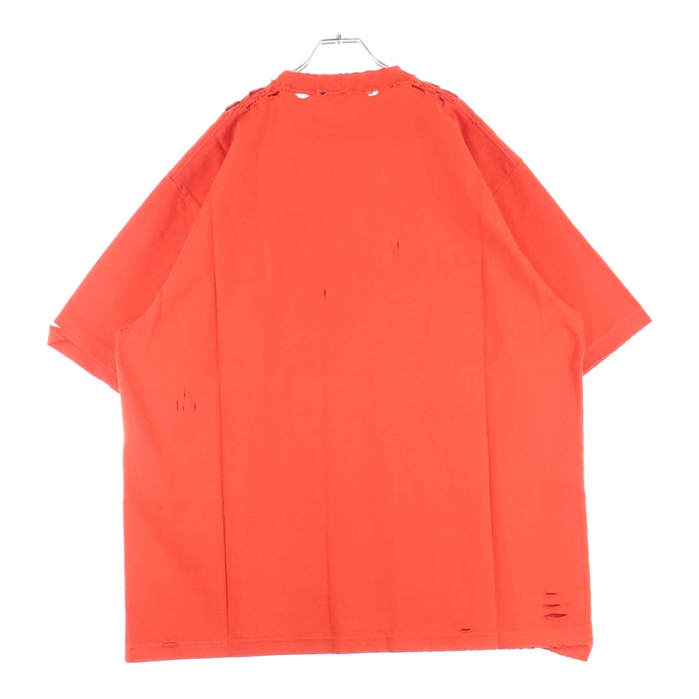 BALENCIAGA(バレンシアガ) Hello My Name Is Demna T-Shirt ダメージ加工 半袖Tシャツ レッド 651795 TJVN3