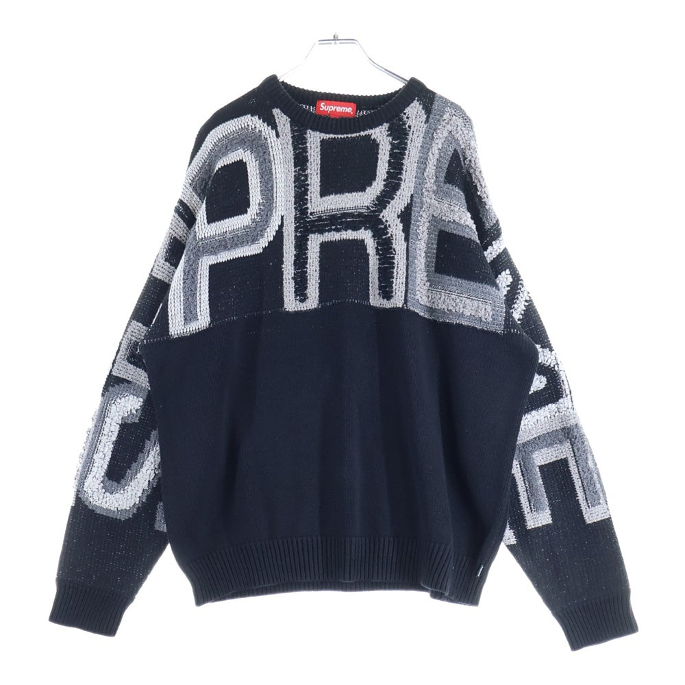 SUPREME(シュプリーム) 21AW Chenille Logo Sweater シェニール ロゴ クルーネック ニット セーター ブラック