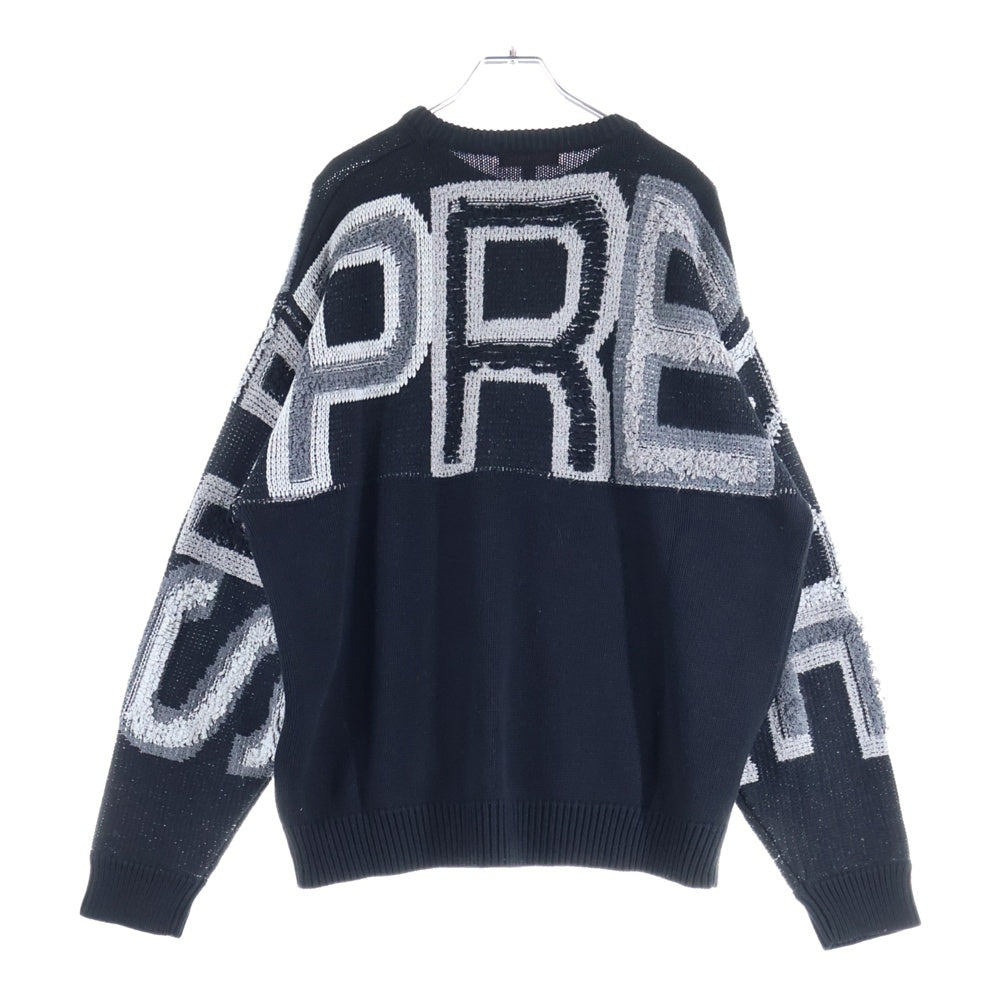 SUPREME(シュプリーム) 21AW Chenille Logo Sweater シェニール ロゴ クルーネック ニット セーター ブラック