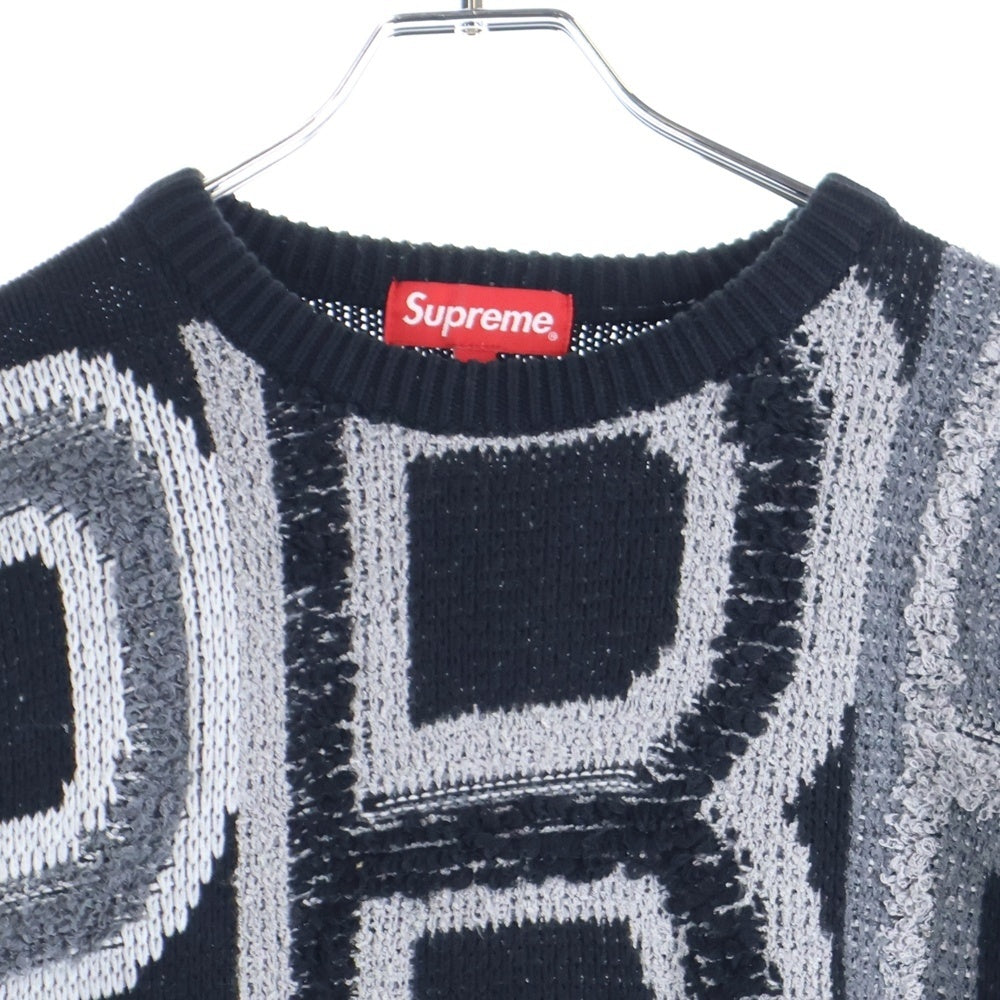 SUPREME(シュプリーム) 21AW Chenille Logo Sweater シェニール ロゴ クルーネック ニット セーター ブラック