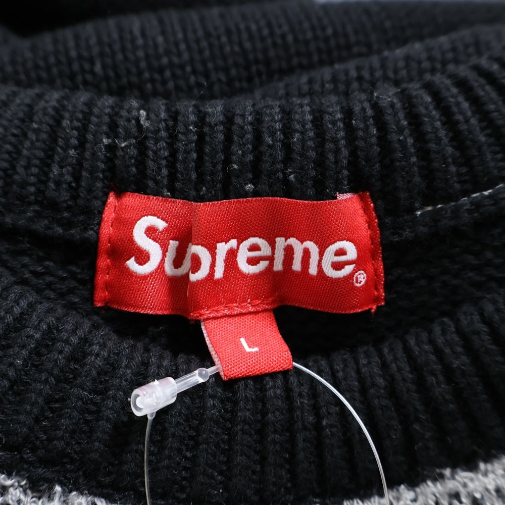 SUPREME(シュプリーム) 21AW Chenille Logo Sweater シェニール ロゴ クルーネック ニット セーター ブラック