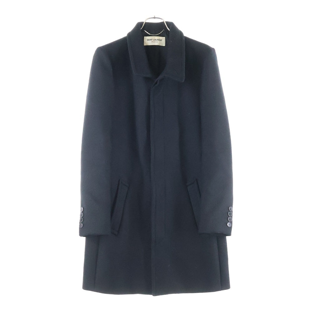 SAINT LAURENT PARIS(サンローランパリ) 17AW スタンドカラーウールメルトンロングコート ブラック 485307 Y046R