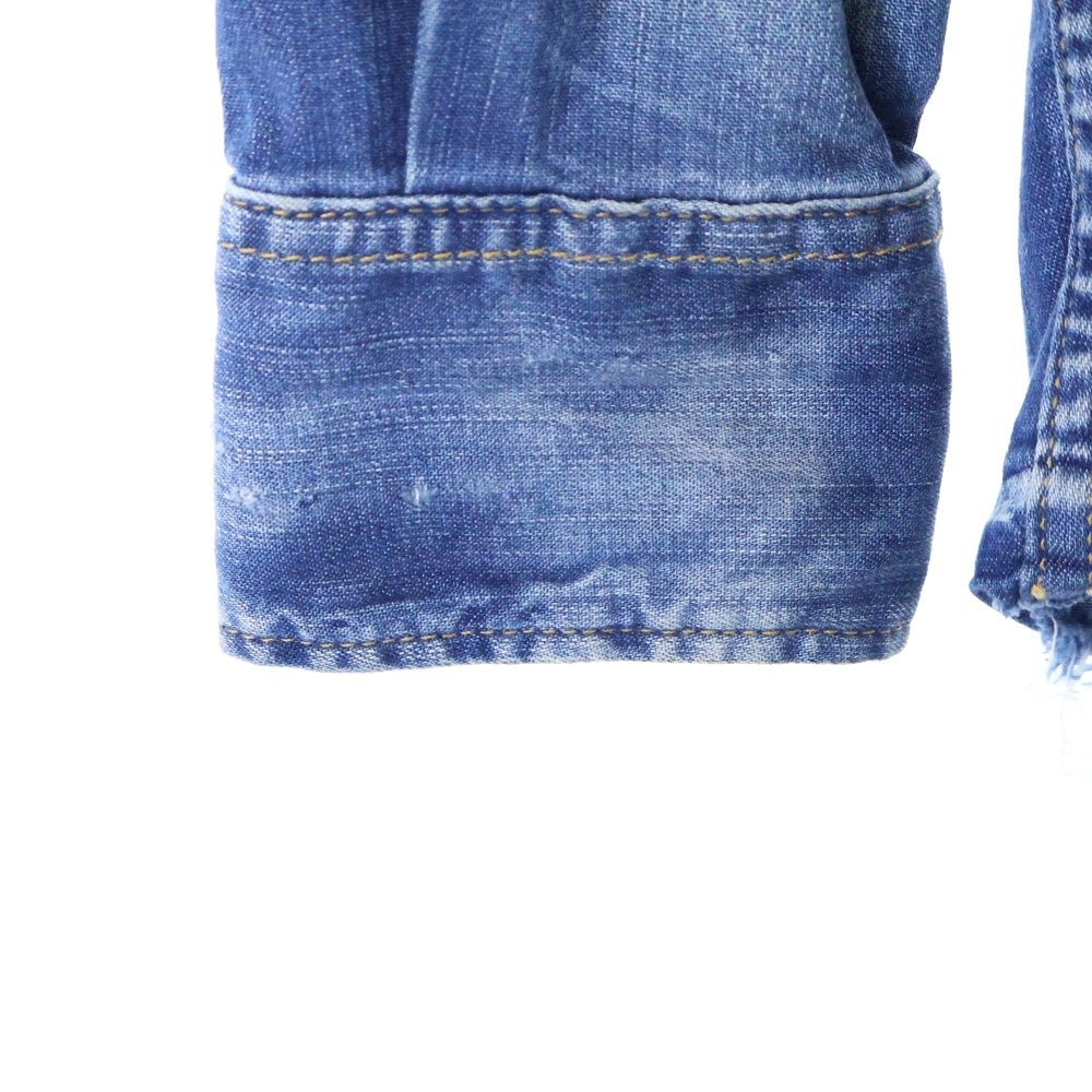 DSQUARED2(ディースクエアード) ICON Western Shirt ダメージ加工 フロントロゴプリント ウエスタン デニム長袖シャツ インディゴ