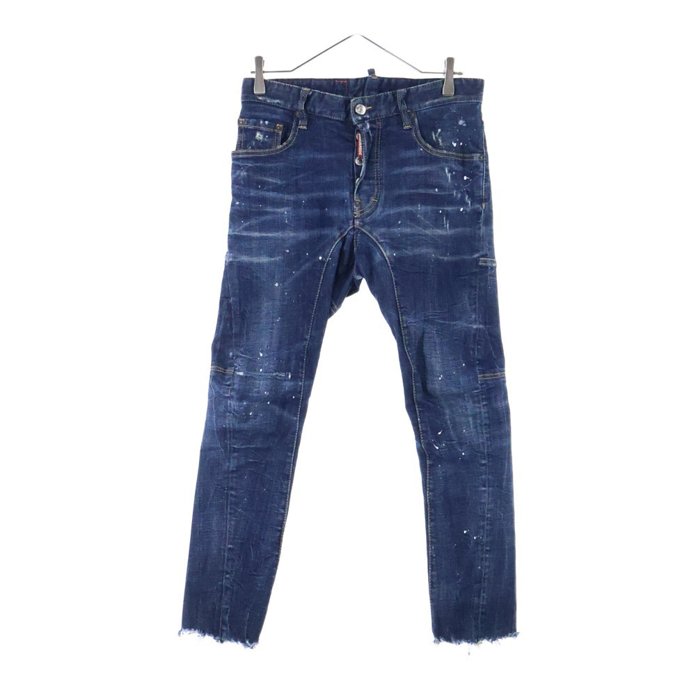 DSQUARED2(ディースクエアード) 22SS Tidy Biker jean ペイント加工 バイカーストレッチデニム インディゴ S71LB1009