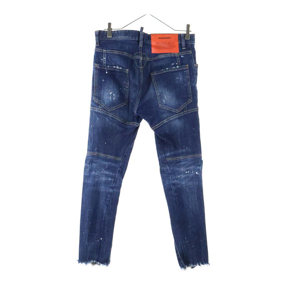 DSQUARED2(ディースクエアード) 22SS Tidy Biker jean ペイント加工 バイカーストレッチデニム インディゴ S71LB1009