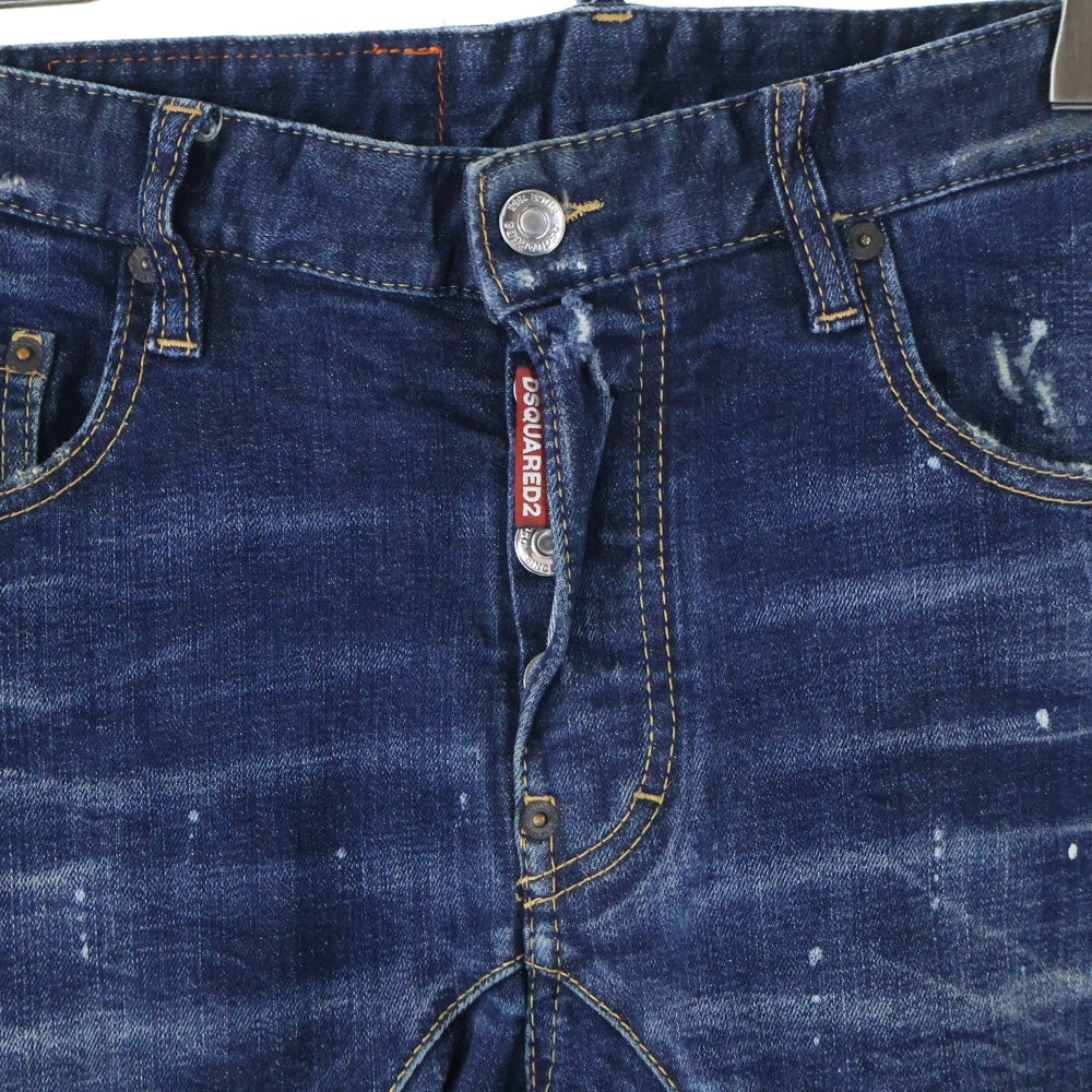 DSQUARED2(ディースクエアード) 22SS Tidy Biker jean ペイント加工 バイカーストレッチデニム インディゴ S71LB1009