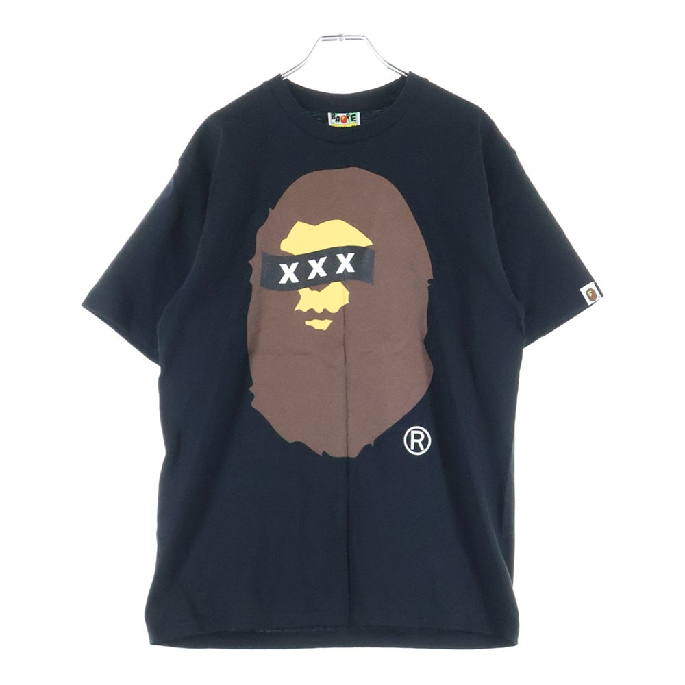 A BATHING APE(アベイシングエイプ) ×GOD SELECTION XXX フロントロゴプリント 半袖Tシャツ ブラック 001TEK231903C