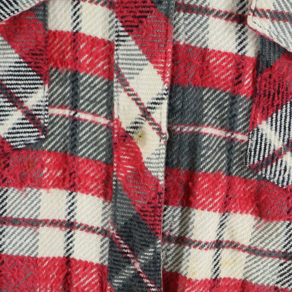 CHROME HEARTS(クロムハーツ) WESTN ウエスタンボタン 袖クロスパッチ スターボールボタン チェック 長袖シャツ ホワイト/レッド