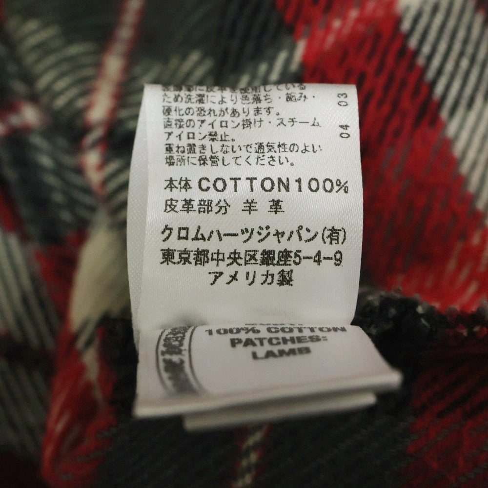 CHROME HEARTS(クロムハーツ) WESTN ウエスタンボタン 袖クロスパッチ スターボールボタン チェック 長袖シャツ ホワイト/レッド
