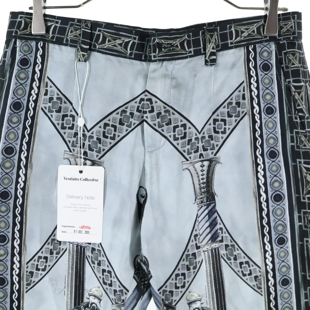 DOLCE & GABBANA(ドルチェアンドガッバーナ) SILK PANTS 総柄 シルクパンツ ブラック/グレー G6MPET HP1TP