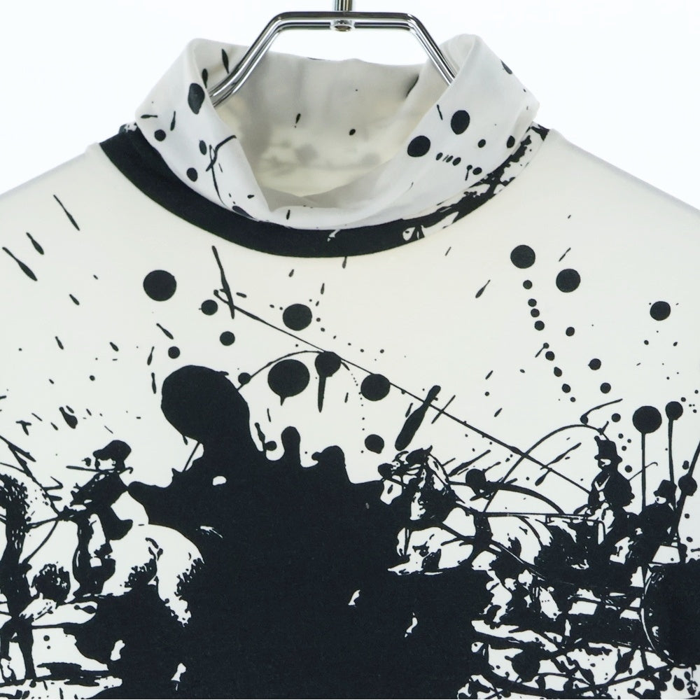 HERMES(エルメス) スプラッタープリント タートルネック 半袖Tシャツ レディース ブラック/ホワイト