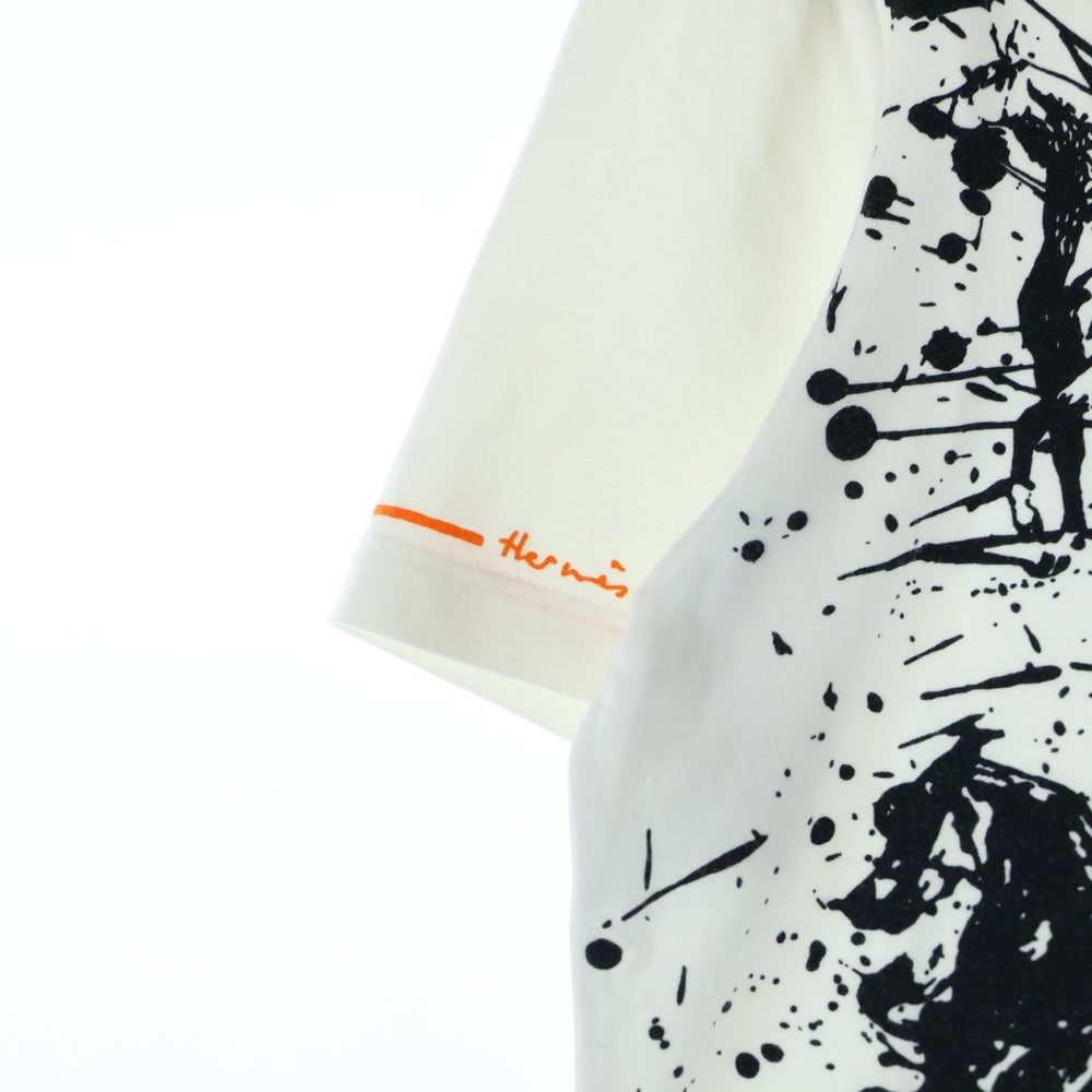 HERMES(エルメス) スプラッタープリント タートルネック 半袖Tシャツ レディース ブラック/ホワイト