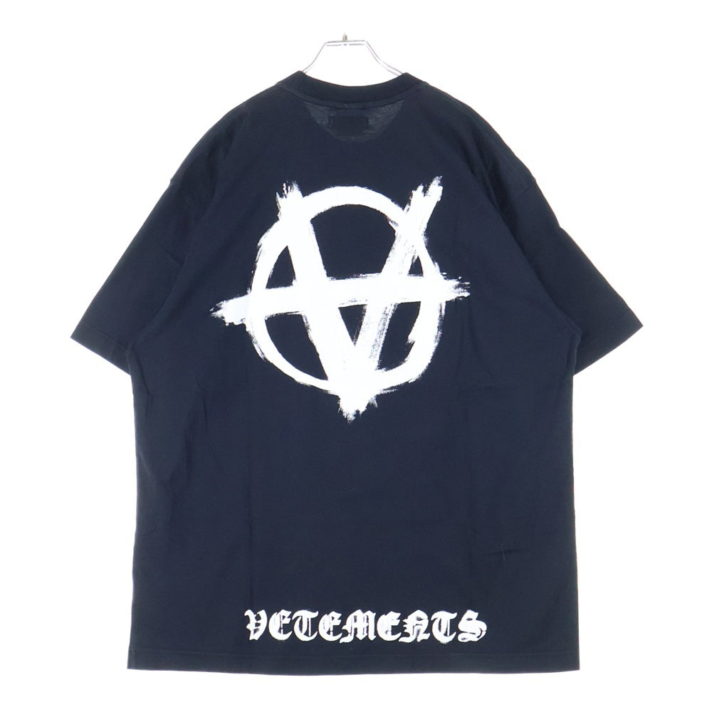 VETEMENTS(ヴェトモン) 23SS DOUBLE ANARCHY LOGO TEE ダブルアナーキープリント クルーネック 半袖Tシャツ カットソー ブラック UE63TR501X