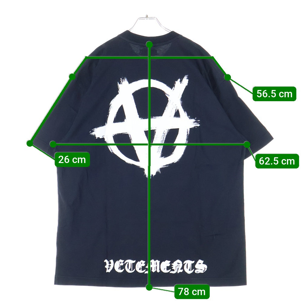 VETEMENTS(ヴェトモン) 23SS DOUBLE ANARCHY LOGO TEE ダブルアナーキープリント クルーネック 半袖Tシャツ カットソー ブラック UE63TR501X