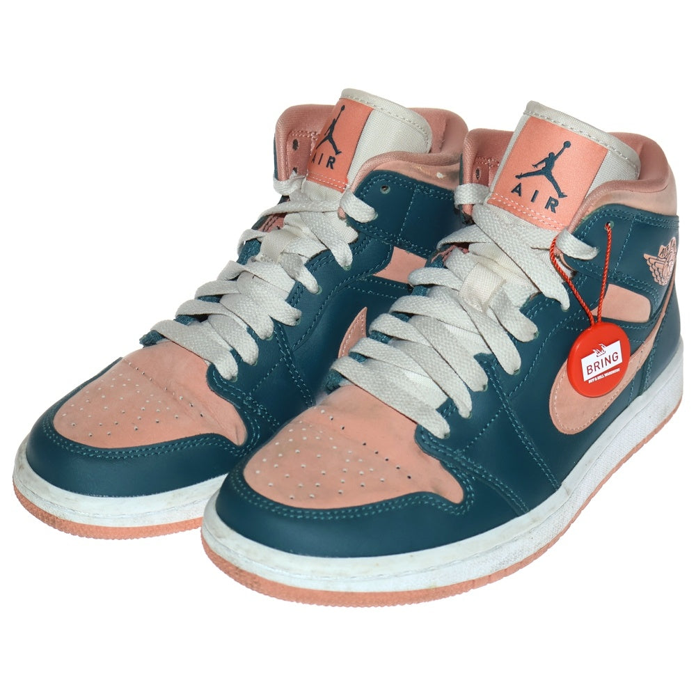 NIKE(ナイキ) WMNS AIR JORDAN 1 MID DARK TEAL GREEN ウィメンズ エアジョーダン1 ミッドカットスニーカー ピンク/グリーン US6/23cm BQ6472-308