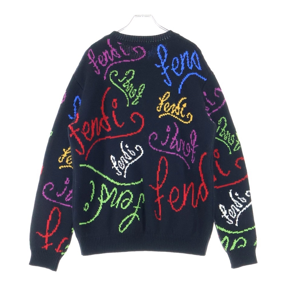 FENDI(フェンディ) 21AW ×Noel Fielding ノエルフィールディング グラフィック総柄 ニットセーター ブラック FZY463 AH3E