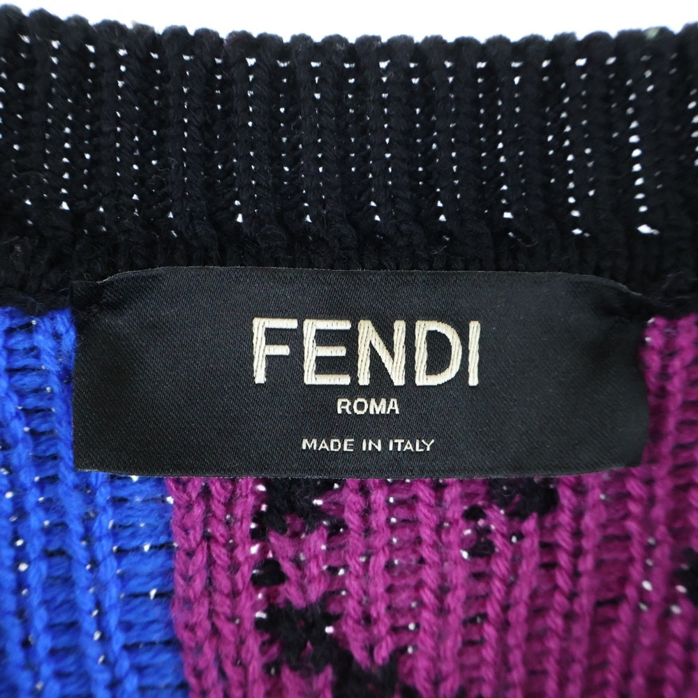 FENDI(フェンディ) 21AW ×Noel Fielding ノエルフィールディング グラフィック総柄 ニットセーター ブラック FZY463 AH3E