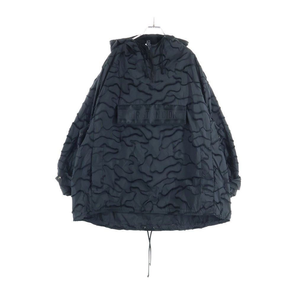 DIOR(ディオール) 20SS Hooded Anorak Camouflage Technical Taffeta カモフラ総柄ロゴ オーバーサイズ ハーフジップアノラックジャケット ブラック 017C10A2960