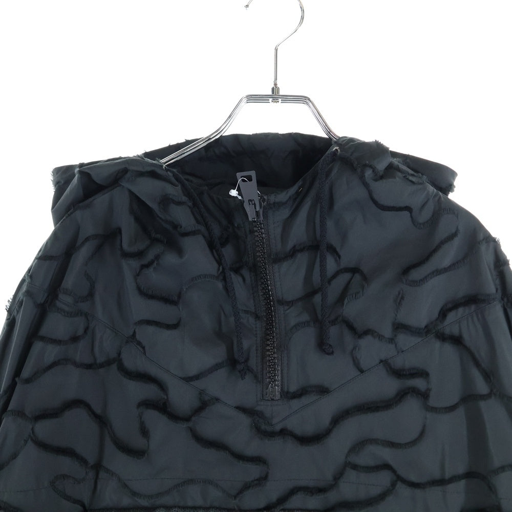 DIOR(ディオール) 20SS Hooded Anorak Camouflage Technical Taffeta カモフラ総柄ロゴ オーバーサイズ ハーフジップアノラックジャケット ブラック 017C10A2960