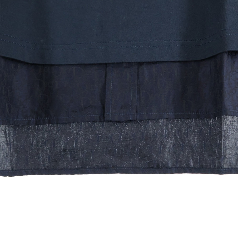 DIOR(ディオール) オブリーク オーバーサイズ シルク切替 半袖Tシャツ ネイビー 143J647A0677