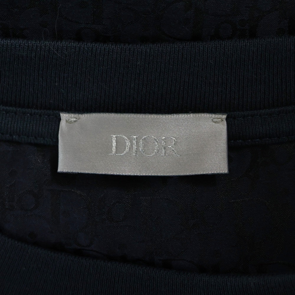 DIOR(ディオール) オブリーク オーバーサイズ シルク切替 半袖Tシャツ ネイビー 143J647A0677
