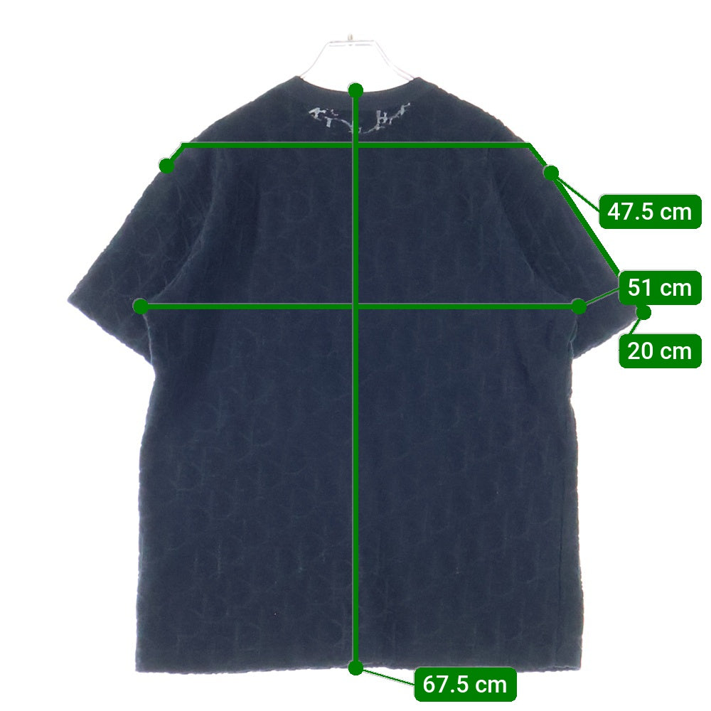 DIOR(ディオール) 21SS オブリーク総柄 パイル地 クルーネック 半袖Tシャツ カットソー ネイビー 113J692A0614