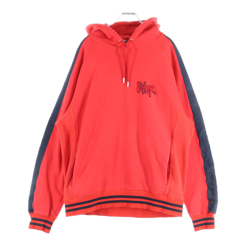 DIOR(ディオール) 21SS×STUSSY CHICAGO BULLS ショーンステューシー シカゴブルズ ロゴ刺繍プルオーバーパーカー レッド 183J653A0531
