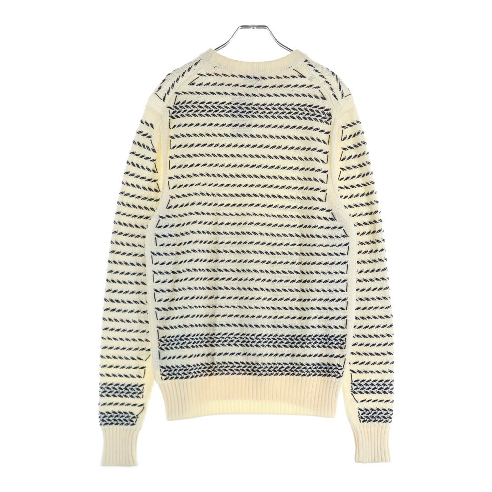 DIOR(ディオール) ロゴ刺繍 ストライプ刺繍 クルーネック ニットセーター ホワイト 183M630AT245