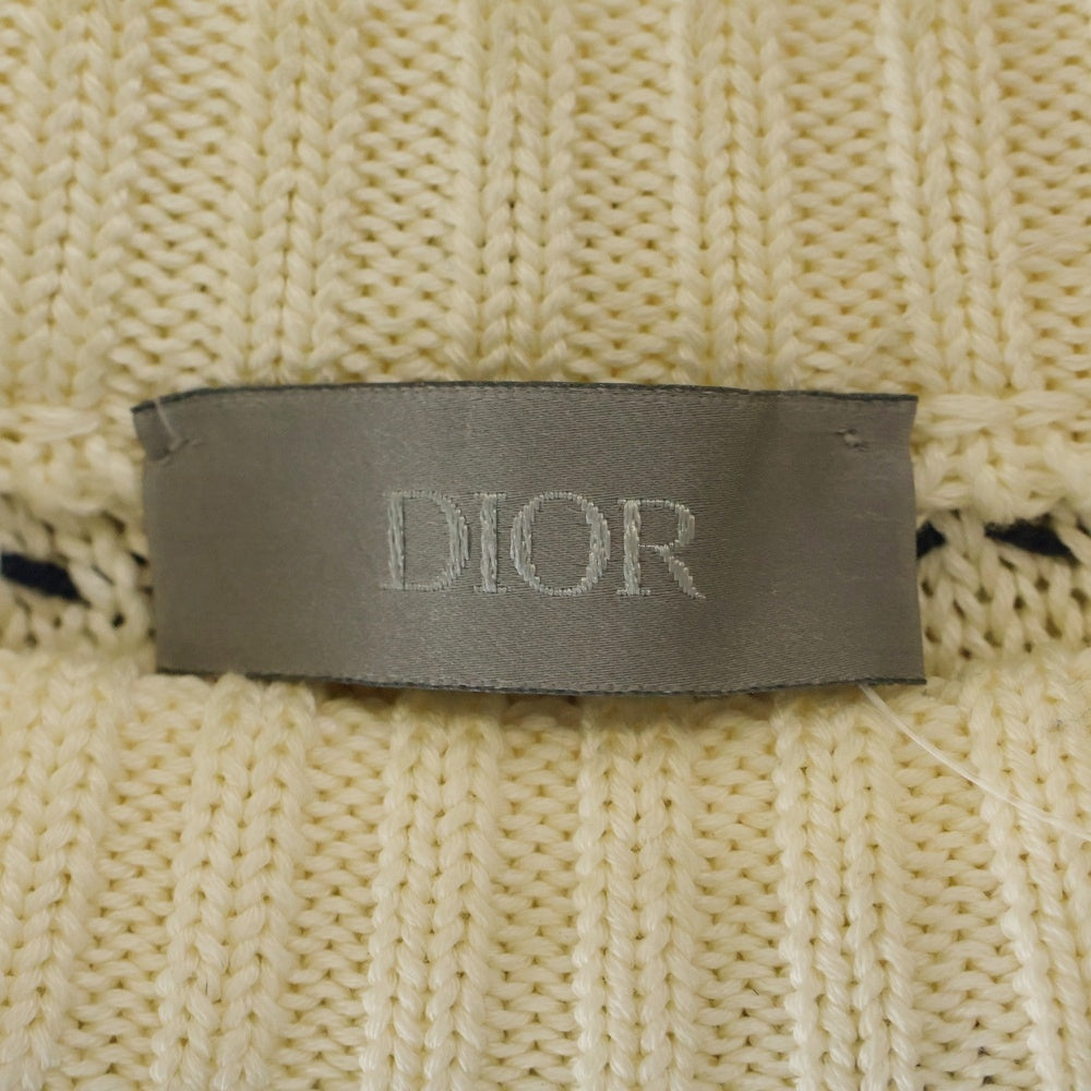 DIOR(ディオール) ロゴ刺繍 ストライプ刺繍 クルーネック ニットセーター ホワイト 183M630AT245