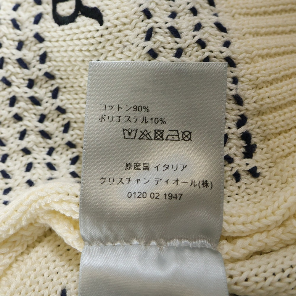 DIOR(ディオール) ロゴ刺繍 ストライプ刺繍 クルーネック ニットセーター ホワイト 183M630AT245