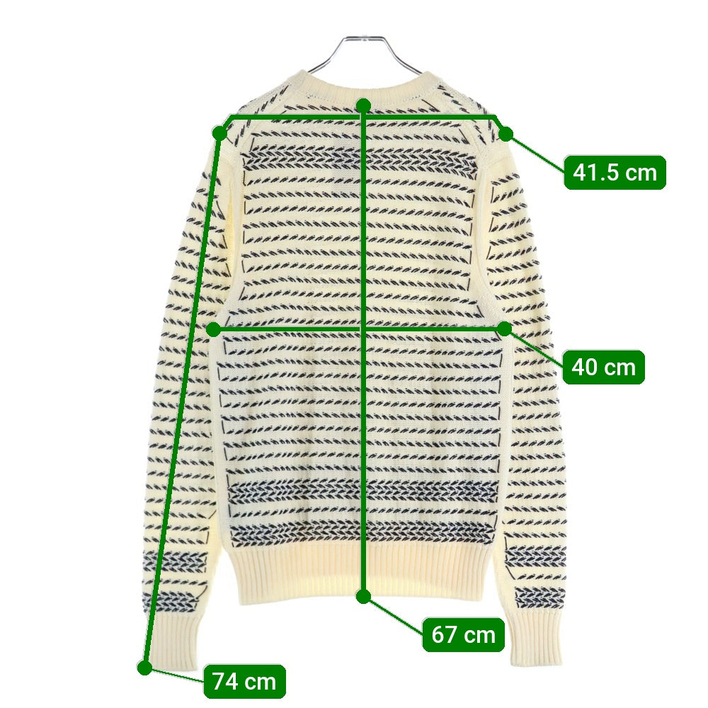 DIOR(ディオール) ロゴ刺繍 ストライプ刺繍 クルーネック ニットセーター ホワイト 183M630AT245