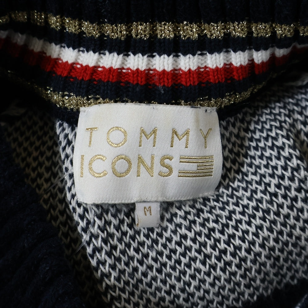 TOMMY HILFIGER(トミーヒルフィガー) Icons Sweater クルーネック ボーダーニットセーター ホワイト/ネイビー