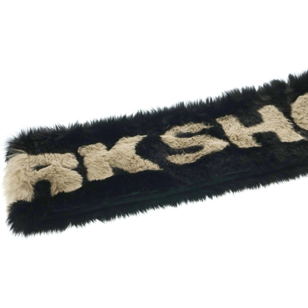 032c(ゼロスリーツーシー ) 24AW Anti-Gauguin Faux Fur Scarf ロゴデザイン フェイクファー スカーフ ブラック F24-UAW-3303-050