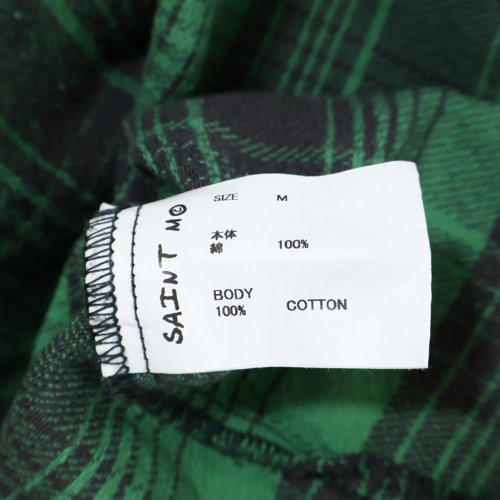 SAINT MICHAEL(セントマイケル) 24SS FRNL CHECK SHIRTS FRNL フランネル ダメージ加工 チェック長袖シャツ グリーン SM-YS8-0000-024