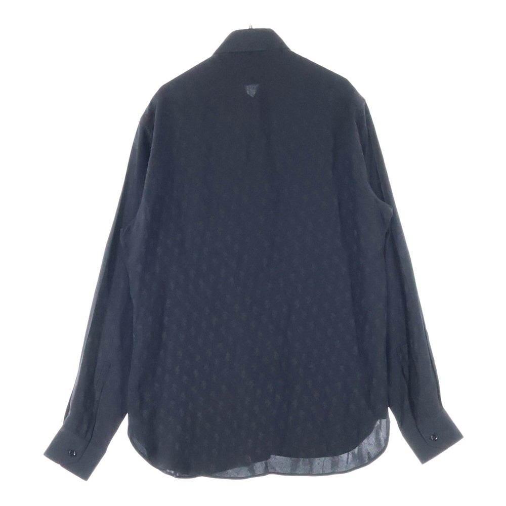 SAINT LAURENT PARIS(サンローランパリ) 18AW 総柄 長袖シルクシャツ ブラック 528009 Y333T
