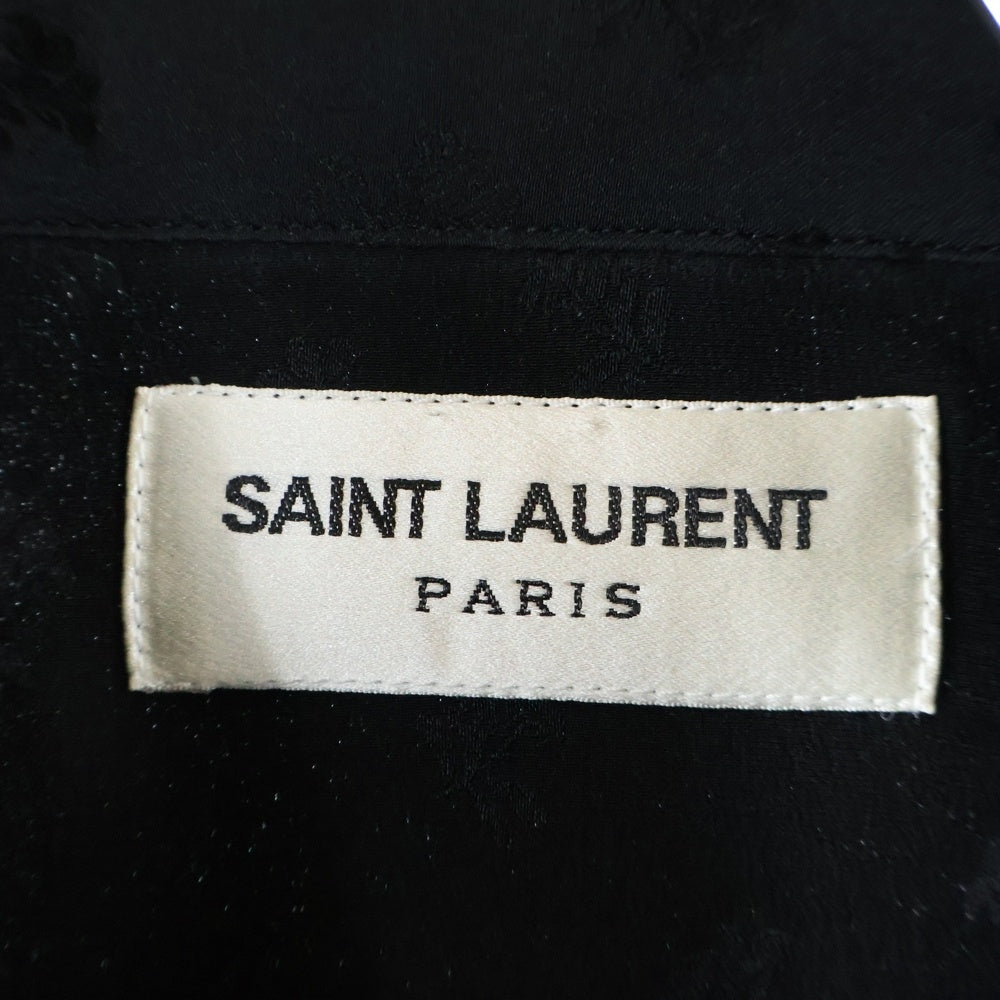 SAINT LAURENT PARIS(サンローランパリ) 18AW 総柄 長袖シルクシャツ ブラック 528009 Y333T