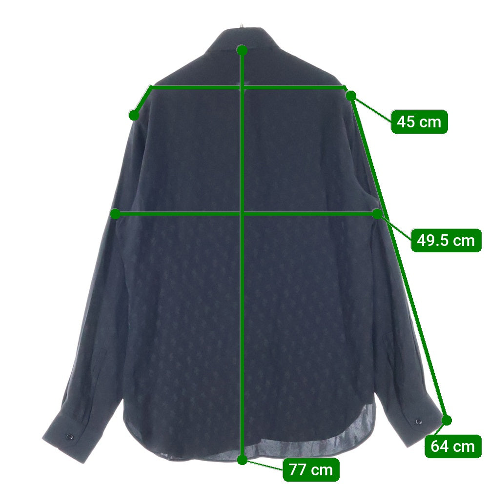 SAINT LAURENT PARIS(サンローランパリ) 18AW 総柄 長袖シルクシャツ ブラック 528009 Y333T