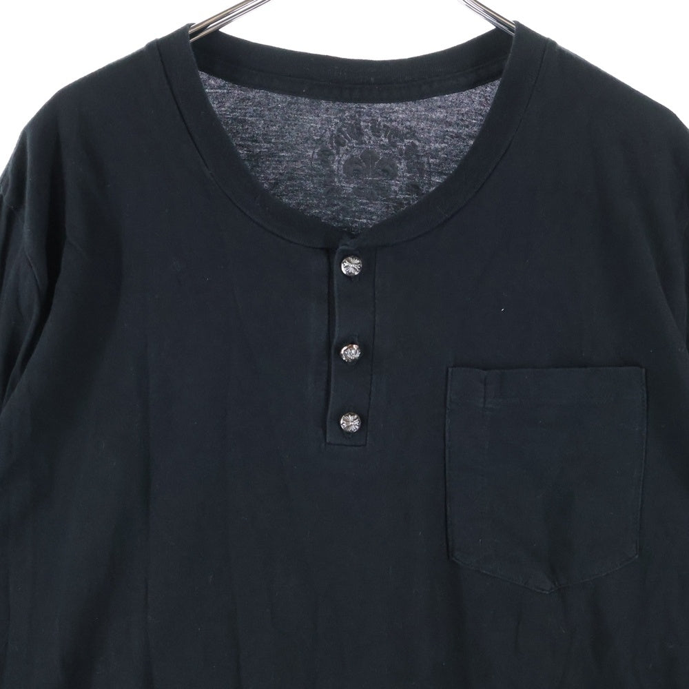 CHROME HEARTS(クロムハーツ) HENRY L/S T-SHIRT CHプラスボタン ヘンリーネック長袖Tシャツ ロンT ブラック