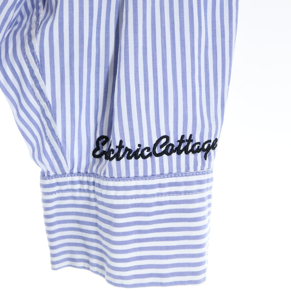 ELECTRIC COTTAGE(エレクトリックコテージ) 90S Stripe L/S Shirt アーム刺繍 ストライプ長袖シャツ ブルー