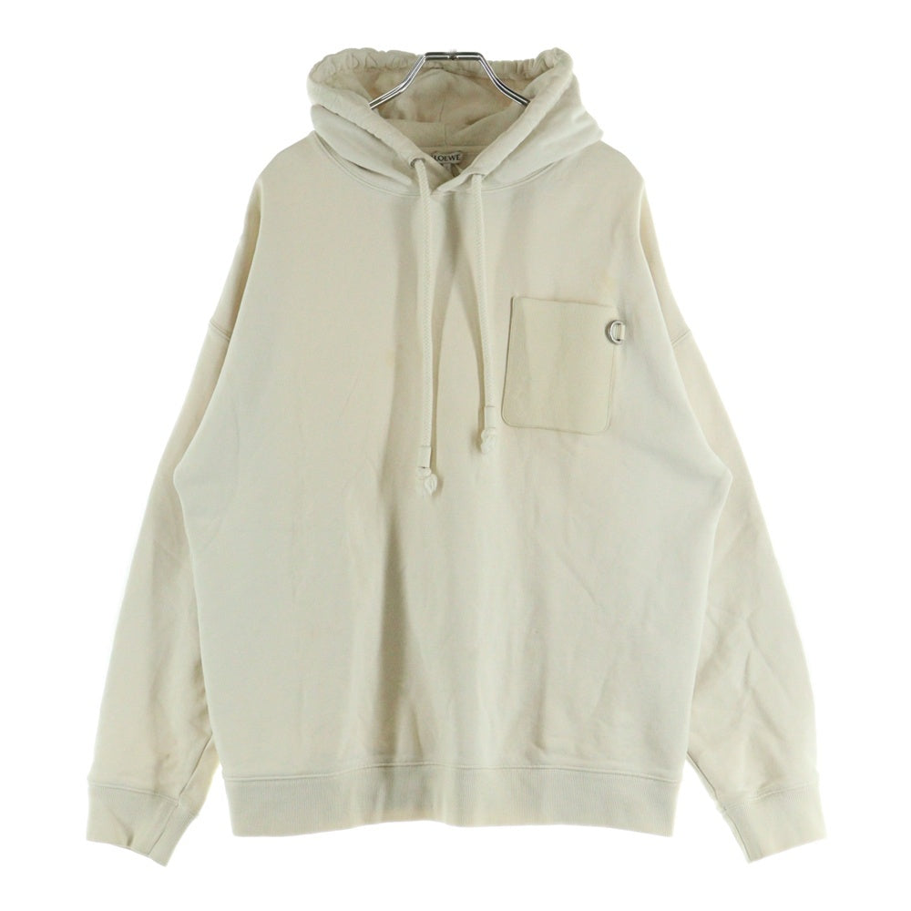 LOEWE(ロエベ) Anagram Patch Hoodie レザーアナグラムパッチ プルオーバースウェットパーカー フーディー アイボリー H526Y25X31