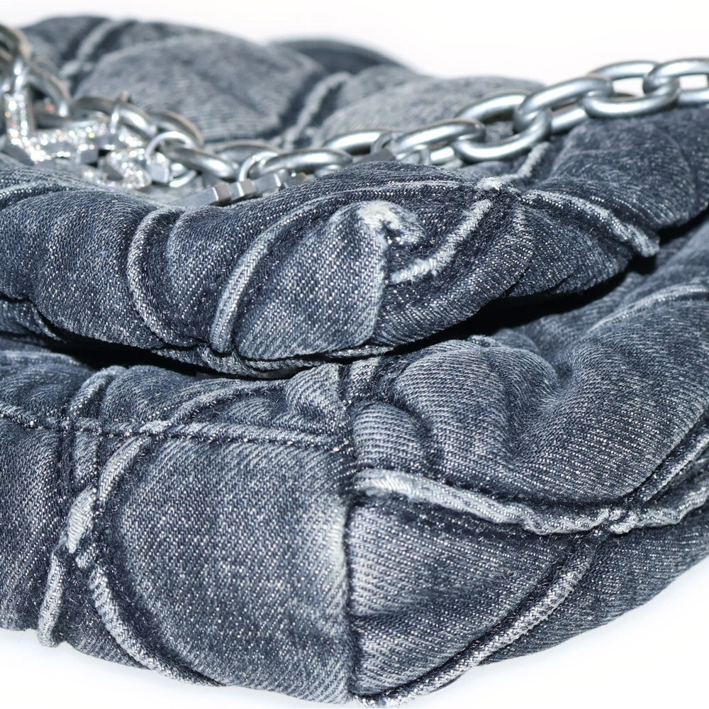 DIESEL(ディーゼル) Charm-D チャーム キルティング デニムショルダーバッグ グレー レディース